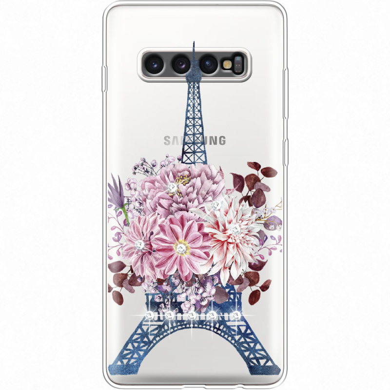 Чехол со стразами Samsung G975 Galaxy S10 Plus Eiffel Tower