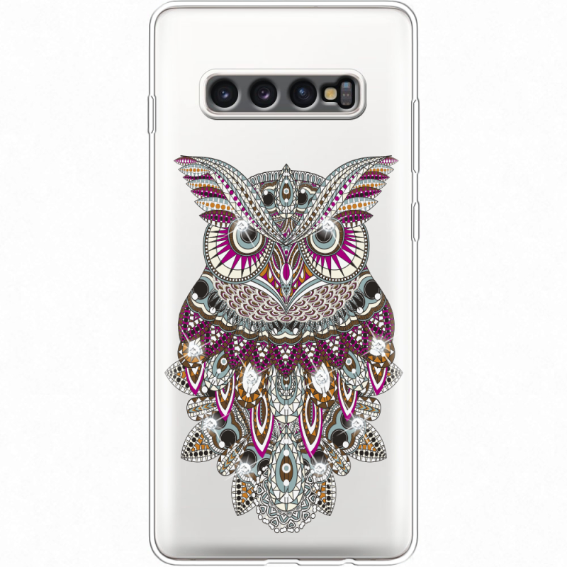 Чехол со стразами Samsung G975 Galaxy S10 Plus Owl