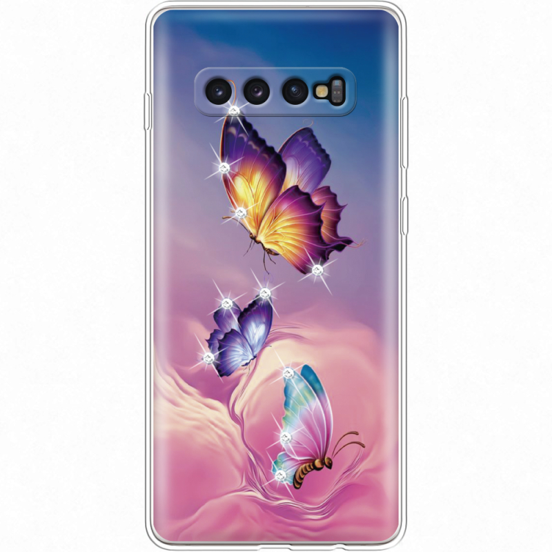 Чехол со стразами Samsung G975 Galaxy S10 Plus Butterflies