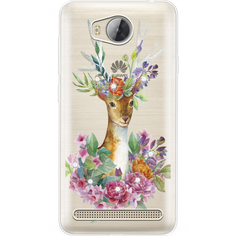 Чехол со стразами Huawei Y3 2 Deer with flowers