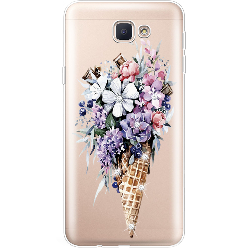 Чехол со стразами Samsung J5 Prime G570F Ice Cream Flowers