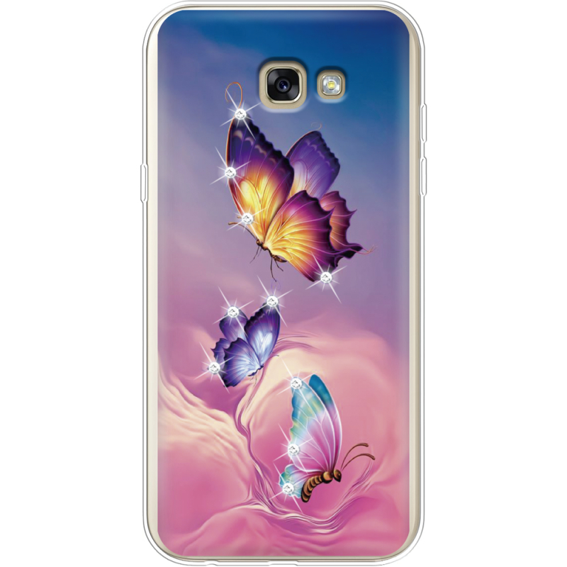 Чехол со стразами Samsung A720 Galaxy A7 2017 Butterflies