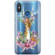 Чехол со стразами Xiaomi Mi 8 Deer with flowers