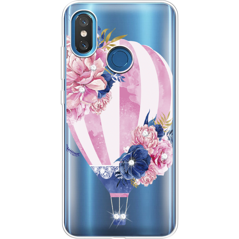 Чехол со стразами Xiaomi Mi 8 Pink Air Baloon