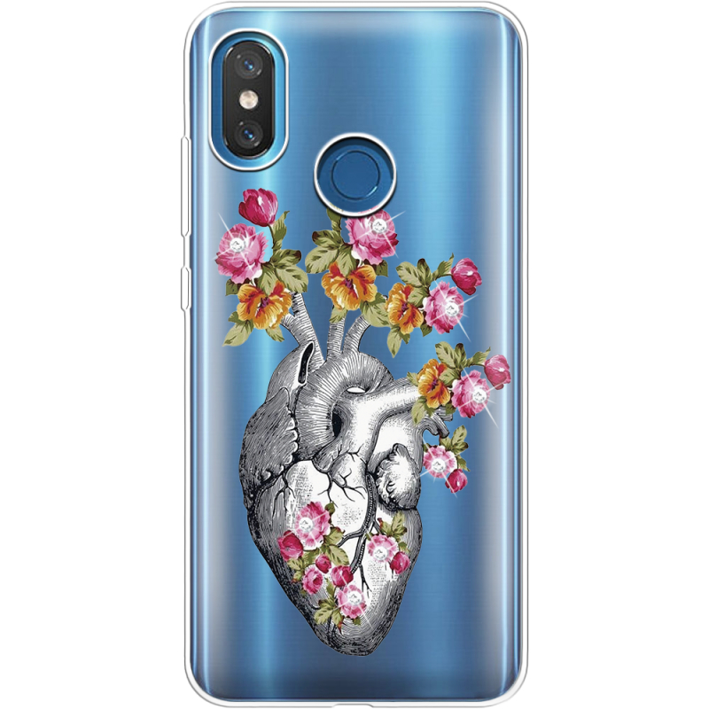 Чехол со стразами Xiaomi Mi 8 Heart