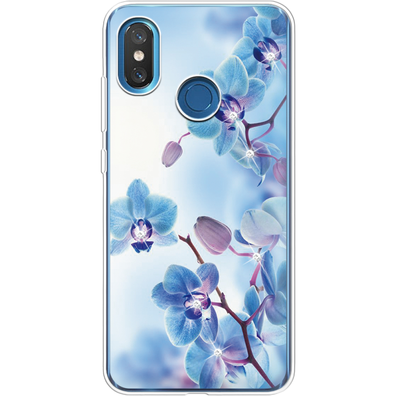 Чехол со стразами Xiaomi Mi 8 Orchids