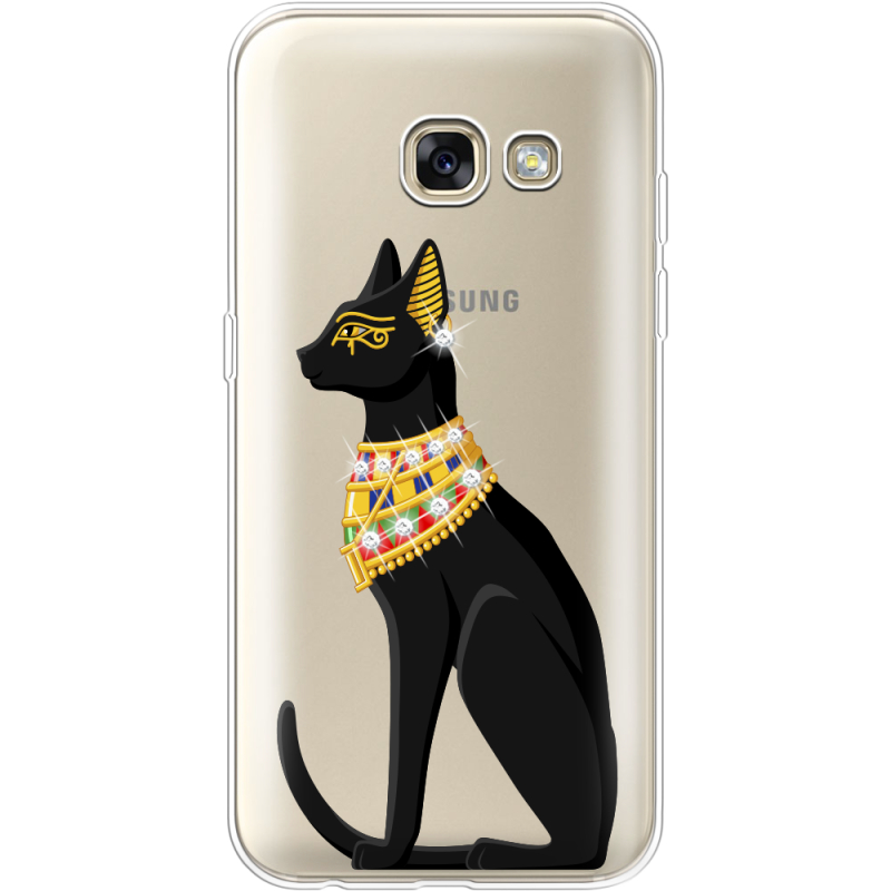 Чехол со стразами Samsung A320 Galaxy A3 2017 Egipet Cat