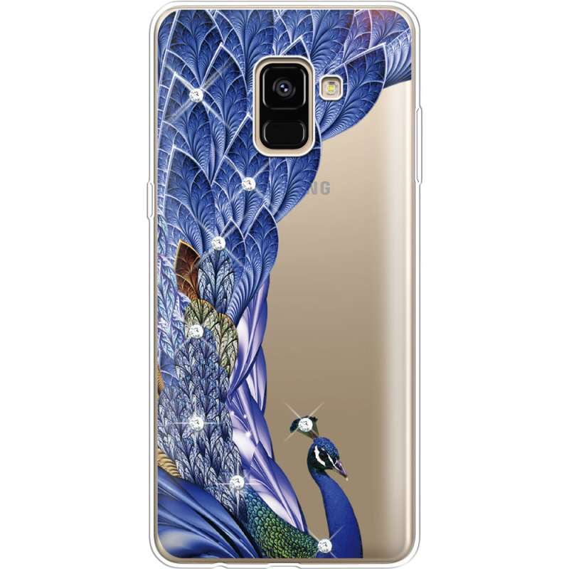 Чехол со стразами Samsung A730 Galaxy A8 Plus (2018) Peafowl