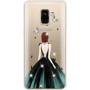 Чехол со стразами Samsung A730 Galaxy A8 Plus (2018) Girl in the green dress