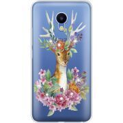 Чехол со стразами Meizu M5 Deer with flowers