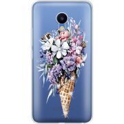 Чехол со стразами Meizu M5 Ice Cream Flowers