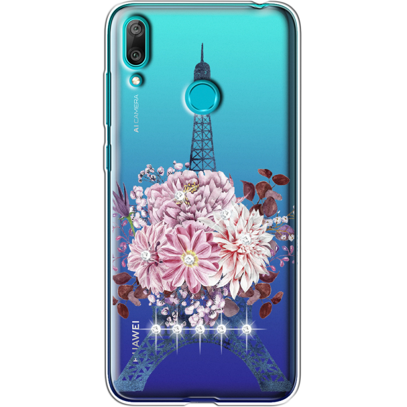 Чехол со стразами Huawei Y7 2019 Eiffel Tower
