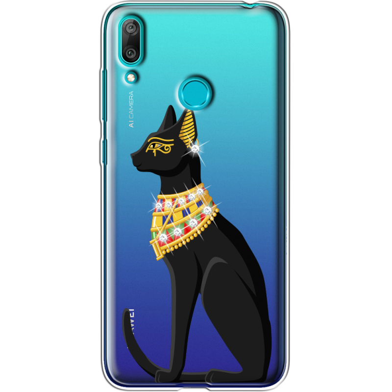 Чехол со стразами Huawei Y7 2019 Egipet Cat