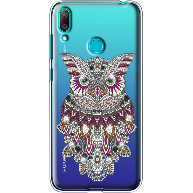 Чехол со стразами Huawei Y7 2019 Owl