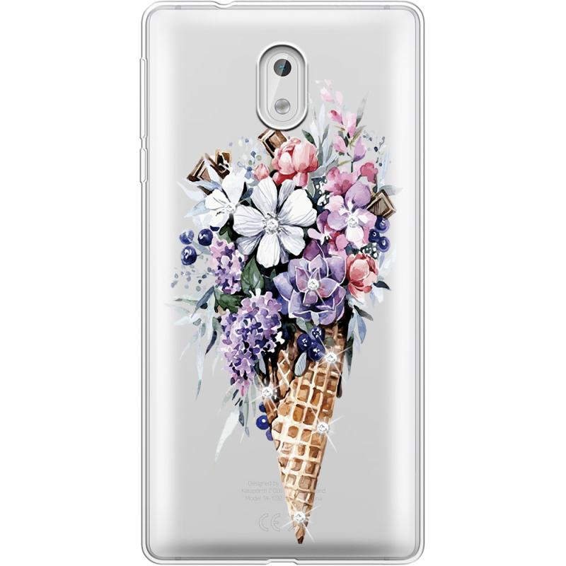 Чехол со стразами Nokia 3 Ice Cream Flowers