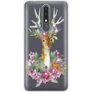 Чехол со стразами Nokia 3.1 Plus Deer with flowers