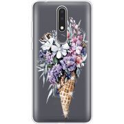 Чехол со стразами Nokia 3.1 Plus Ice Cream Flowers