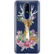Чехол со стразами Nokia 5.1 Plus Deer with flowers