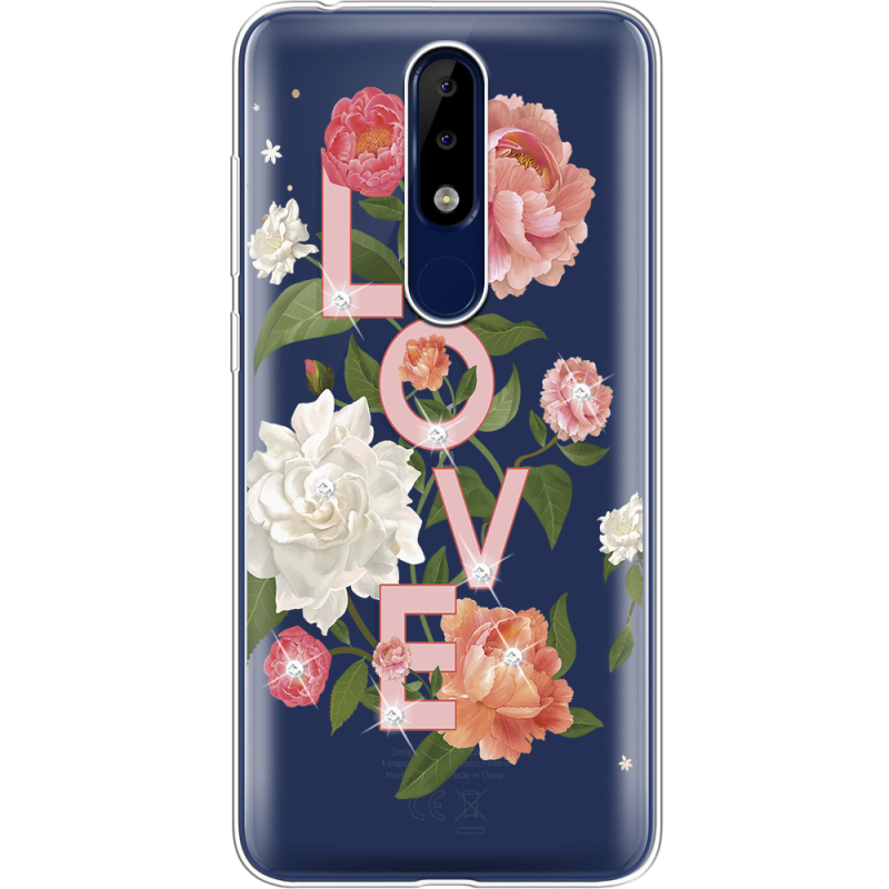 Чехол со стразами Nokia 5.1 Plus Love