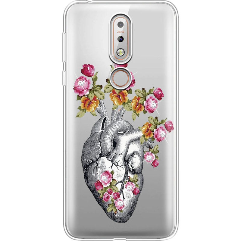 Чехол со стразами Nokia 7.1 Heart