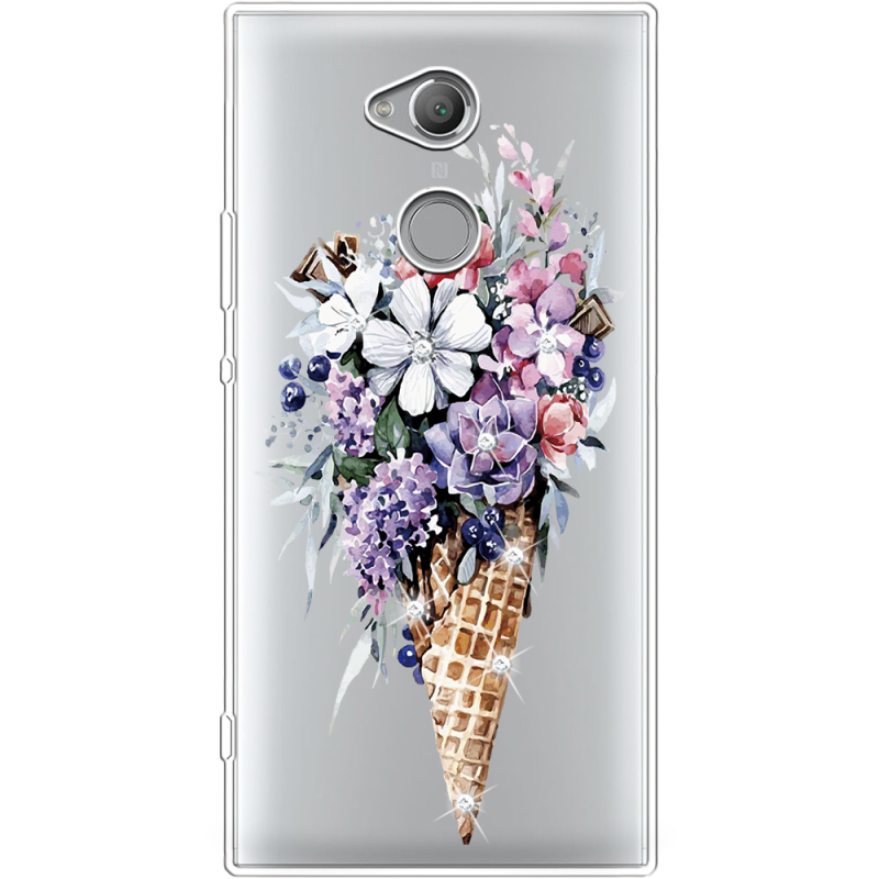 Чехол со стразами Sony Xperia XA2 Ultra H4213 Ice Cream Flowers