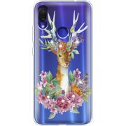 Чехол со стразами Xiaomi Redmi Note 7 Deer with flowers