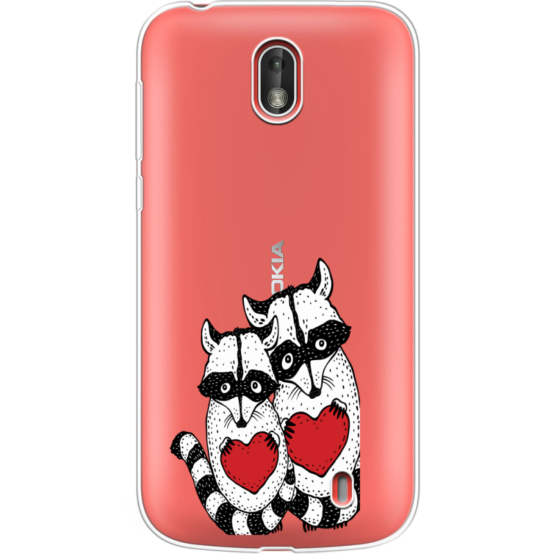 Прозрачный чехол Uprint Nokia 1 Raccoons in love