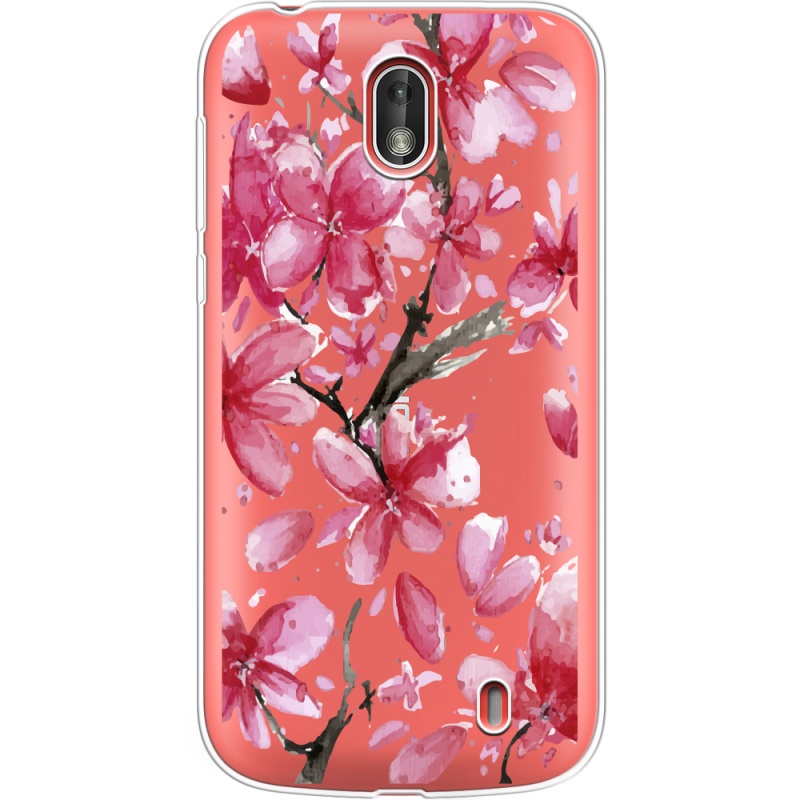 Прозрачный чехол Uprint Nokia 1 Pink Magnolia