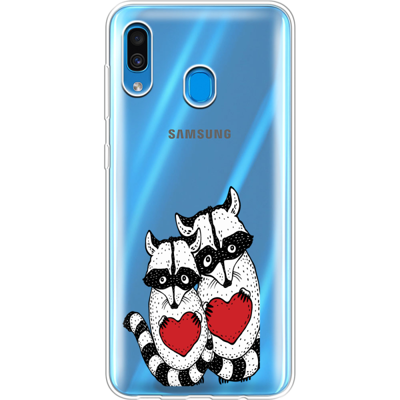 Прозрачный чехол Uprint Samsung A305 Galaxy A30 Raccoons in love