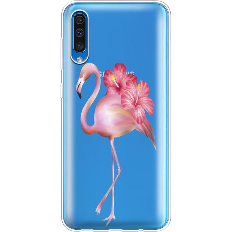 Прозрачный чехол Uprint Samsung A505 Galaxy A50 Floral Flamingo