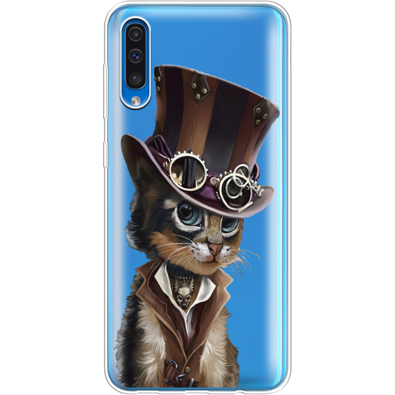 Прозрачный чехол Uprint Samsung A505 Galaxy A50 Steampunk Cat