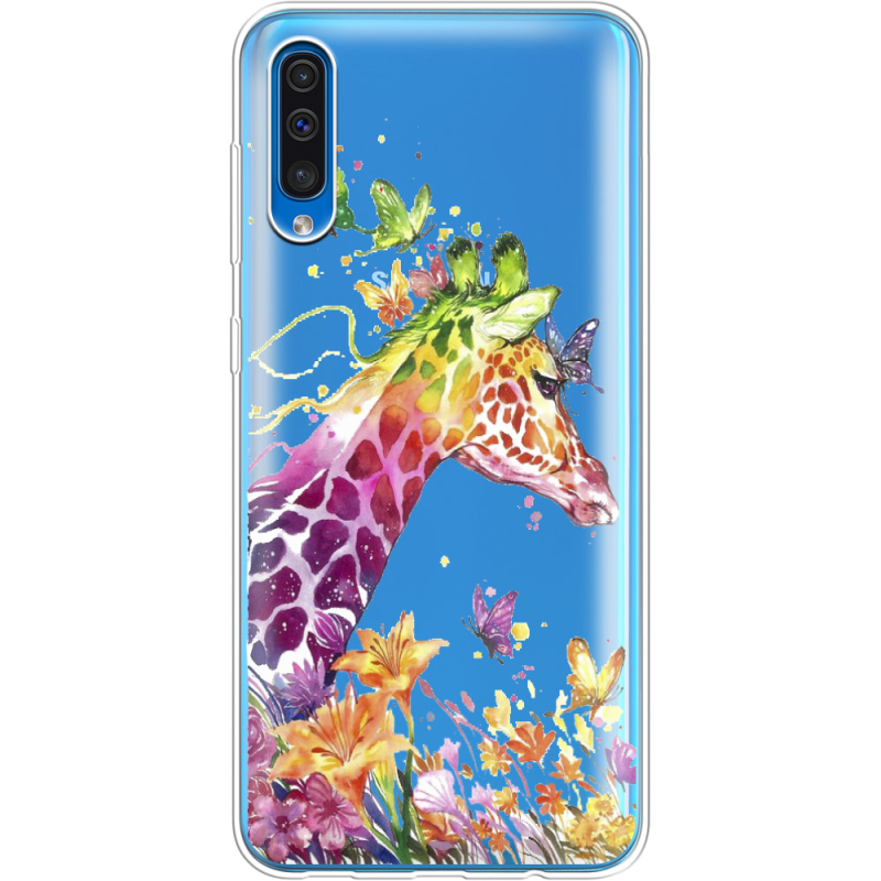 Прозрачный чехол Uprint Samsung A505 Galaxy A50 Colorful Giraffe