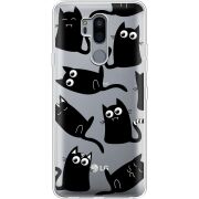 Прозрачный чехол Uprint LG G7 / G7 Plus ThinQ с 3D-глазками Black Kitty