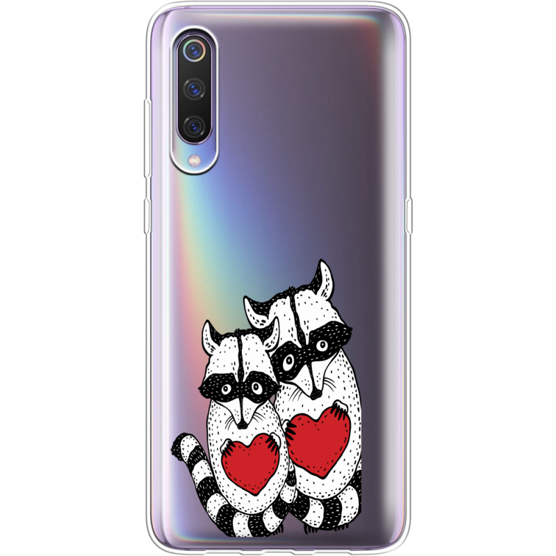 Прозрачный чехол Uprint Xiaomi Mi 9 Raccoons in love