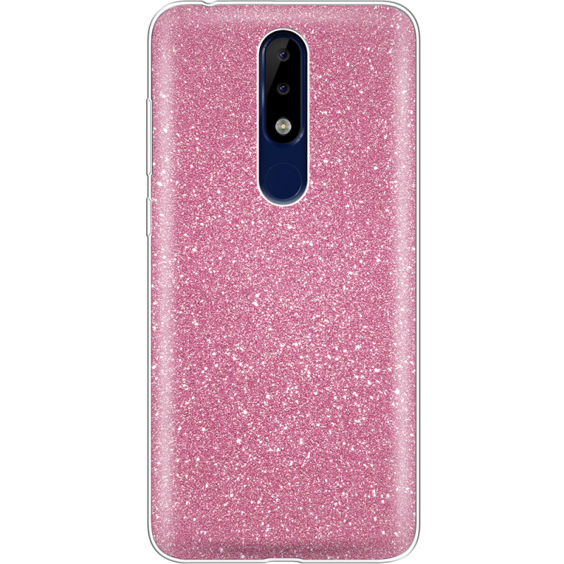 Чехол с блёстками Nokia 5.1 Plus Розовый
