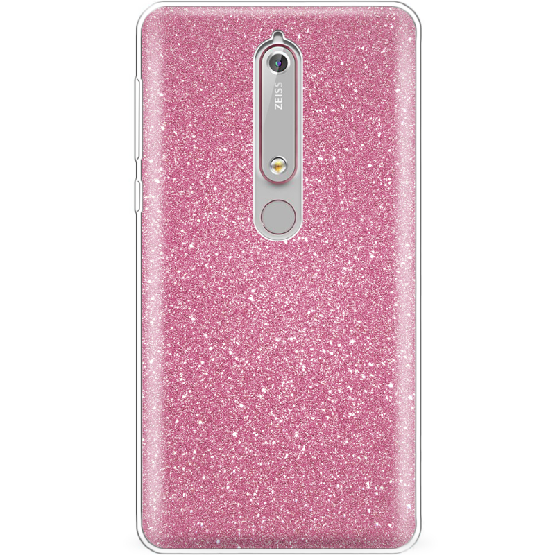 Чехол с блёстками Nokia 6 2018 Розовый