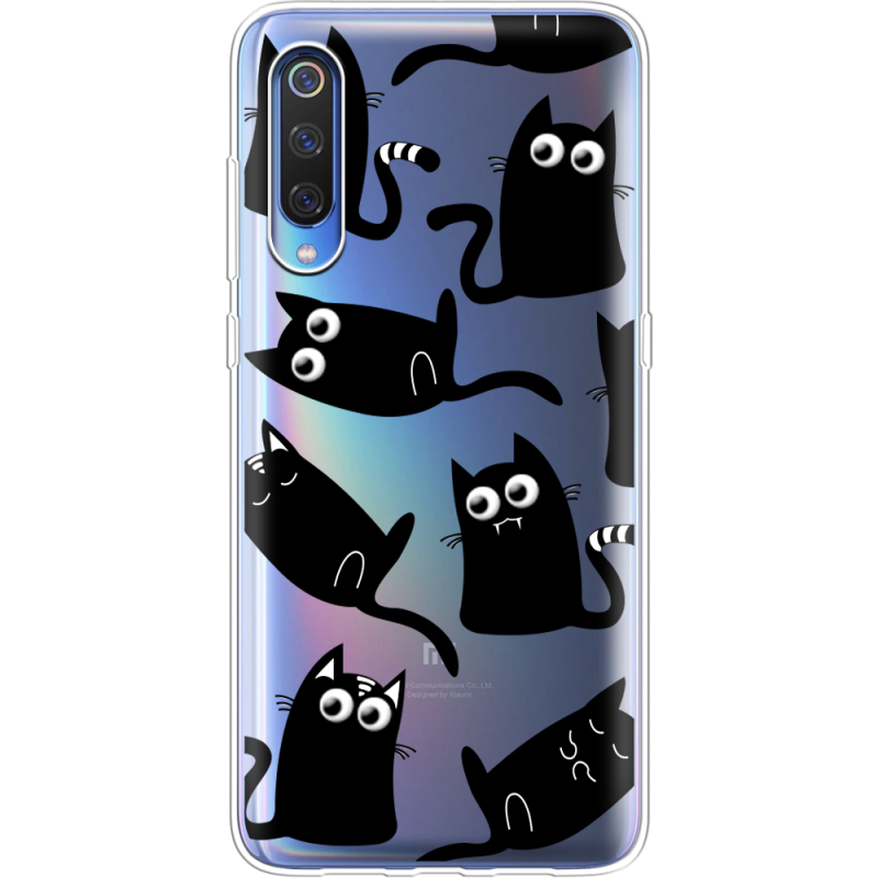 Прозрачный чехол Uprint Xiaomi Mi 9 SE с 3D-глазками Black Kitty