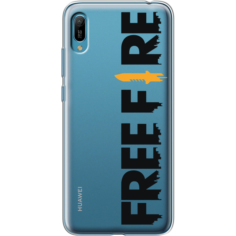 Прозрачный чехол Uprint Huawei Y6 2019 Free Fire Black Logo