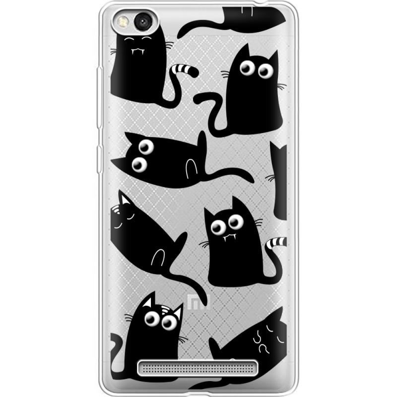 Прозрачный чехол Uprint Xiaomi Redmi 3 с 3D-глазками Black Kitty