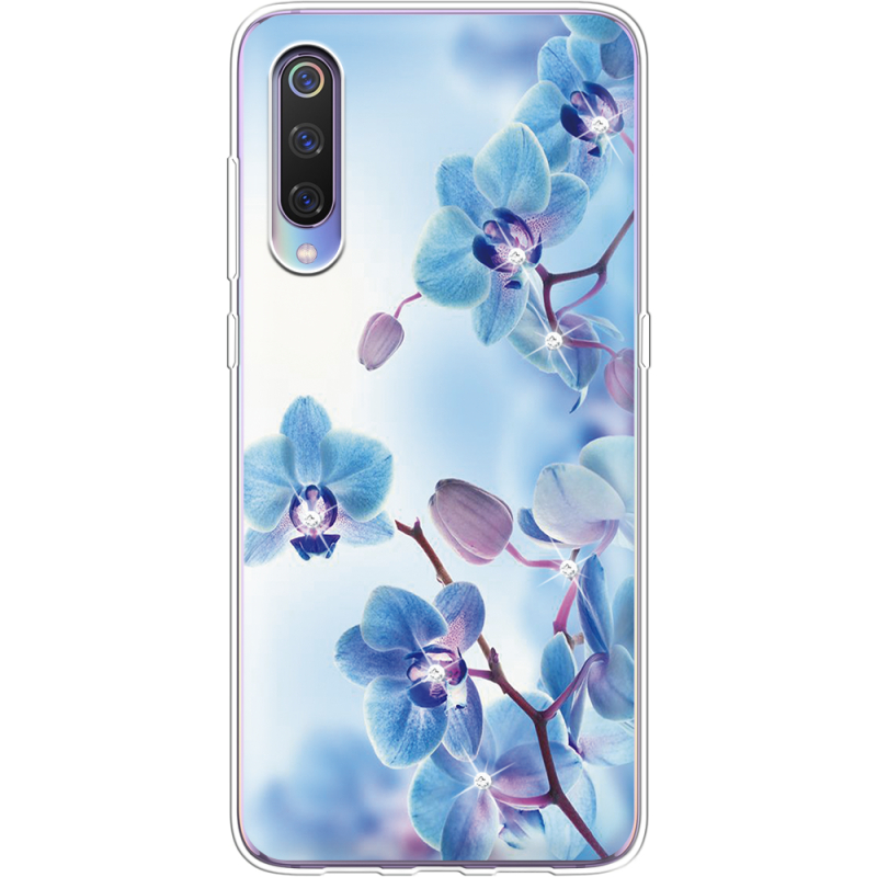 Чехол со стразами Xiaomi Mi 9 Orchids