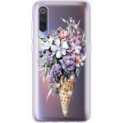 Чехол со стразами Xiaomi Mi 9 Ice Cream Flowers