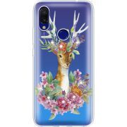 Чехол со стразами Xiaomi Redmi 7 Deer with flowers