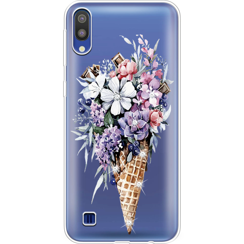 Чехол со стразами Samsung M105 Galaxy M10 Ice Cream Flowers