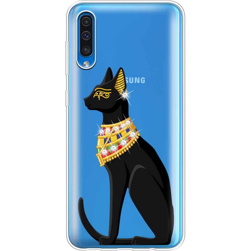 Чехол со стразами Samsung A505 Galaxy A50 Egipet Cat