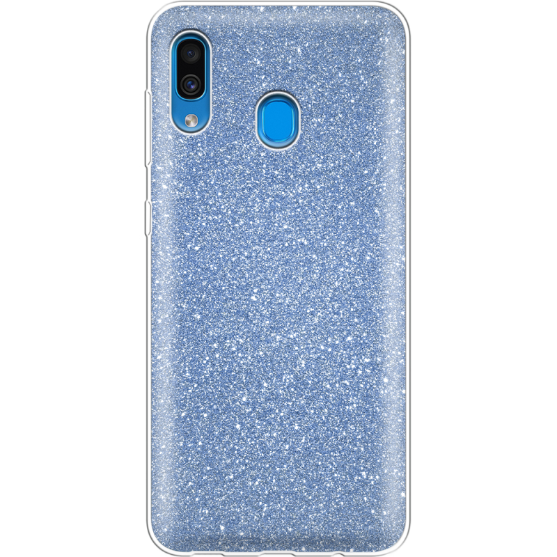 Чехол с блёстками Samsung A305 Galaxy A30 Голубой