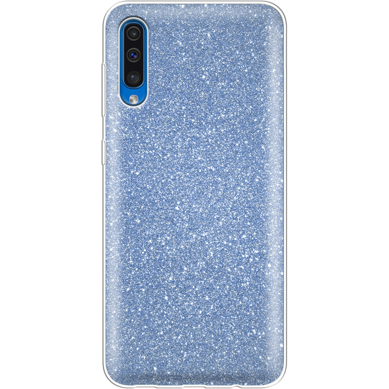 Чехол с блёстками Samsung A505 Galaxy A50 Голубой