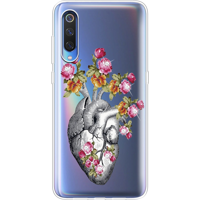 Чехол со стразами Xiaomi Mi 9 SE Heart