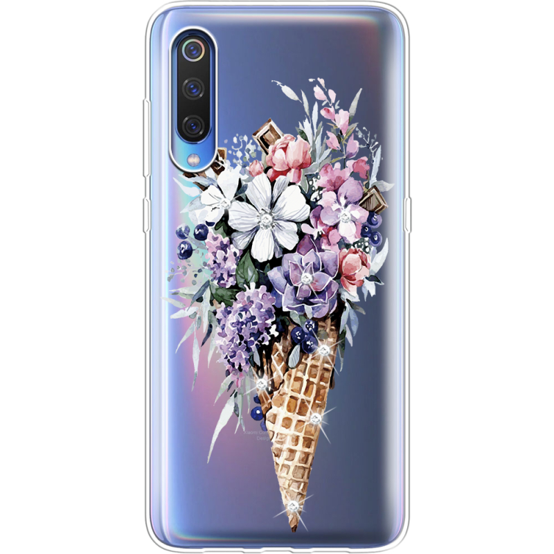 Чехол со стразами Xiaomi Mi 9 SE Ice Cream Flowers