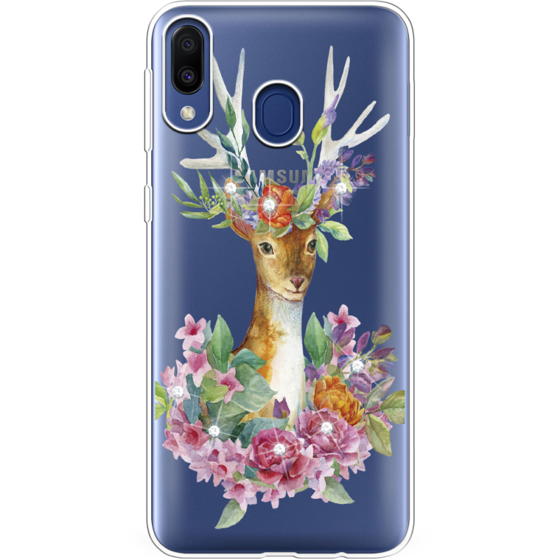 Чехол со стразами Samsung M205 Galaxy M20 Deer with flowers