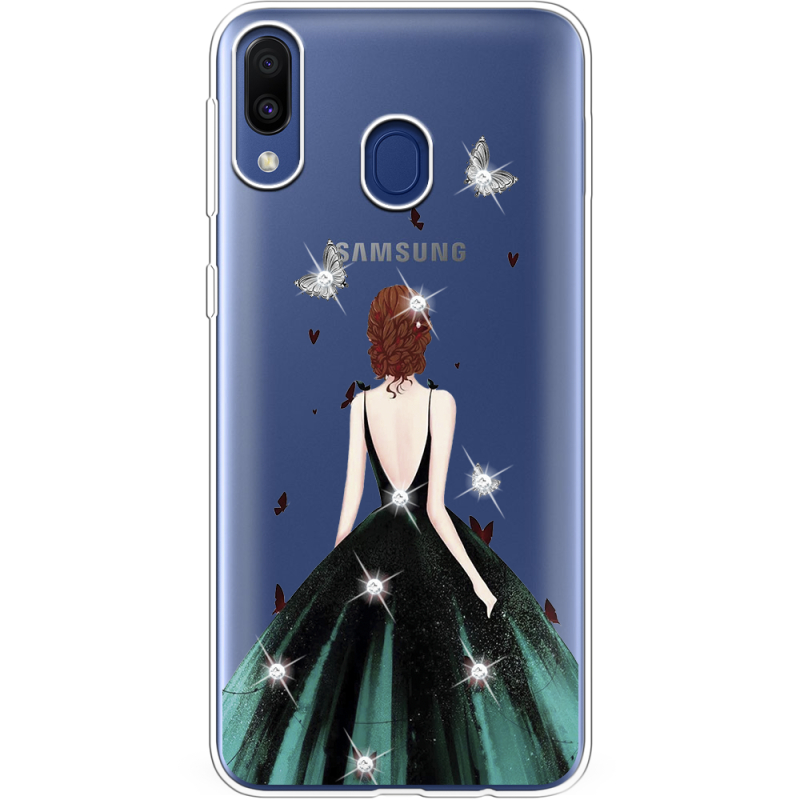 Чехол со стразами Samsung M205 Galaxy M20 Girl in the green dress